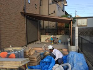 【神戸市西区】化粧壁のおしゃれな外構へ【デッキ工事・左官工事】