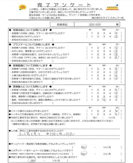 神戸市垂水区神和台のお客様の声